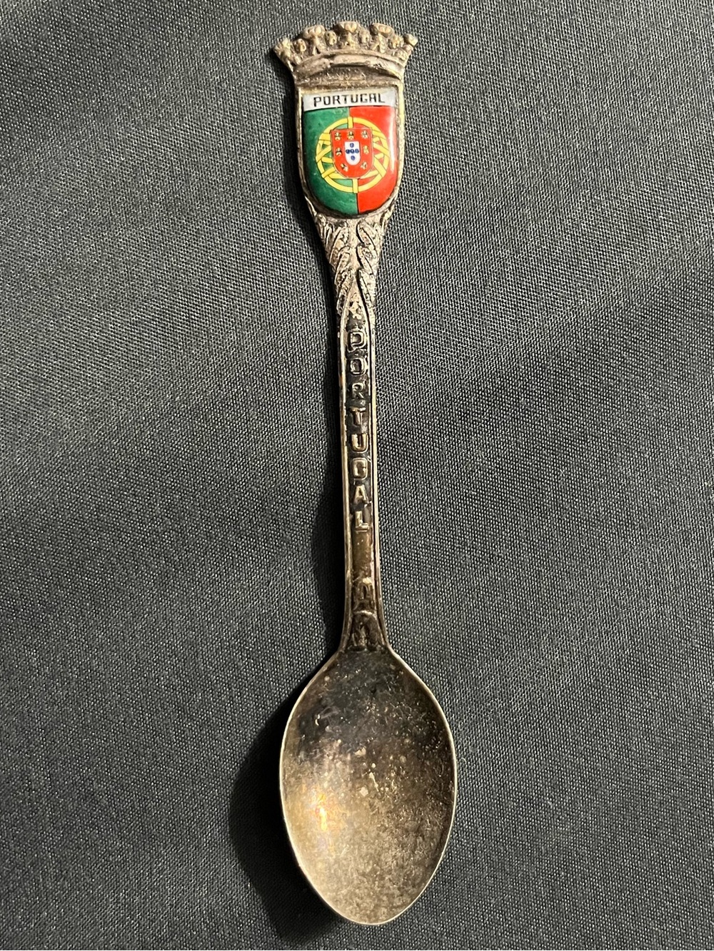 Portugal Crest Souvenir Collectible Spoon - Silver Tone, Red & Green Enamel